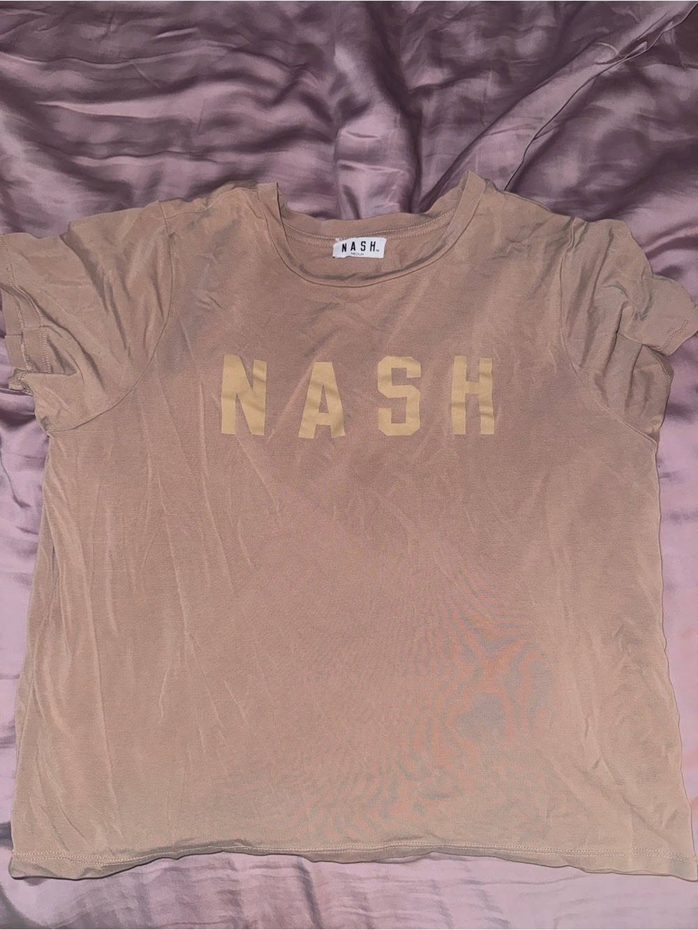 Ash Woman’s Tan Tee with Gold NASH Graphic